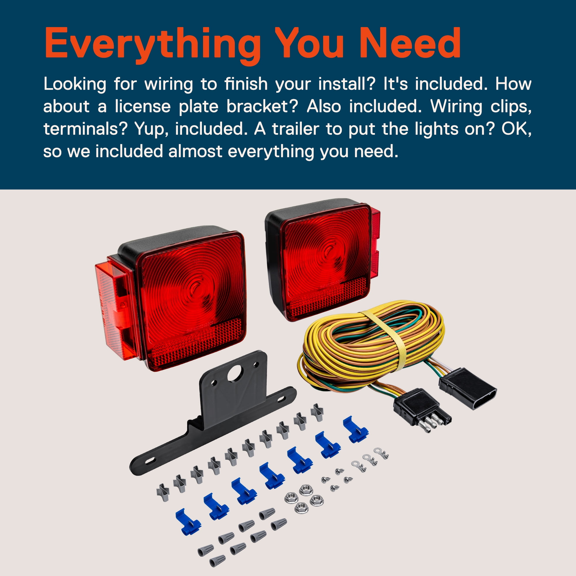 Boat Trailer Lights Kit, Submersible IP68 Waterproof, 12V Rectangular - View #5