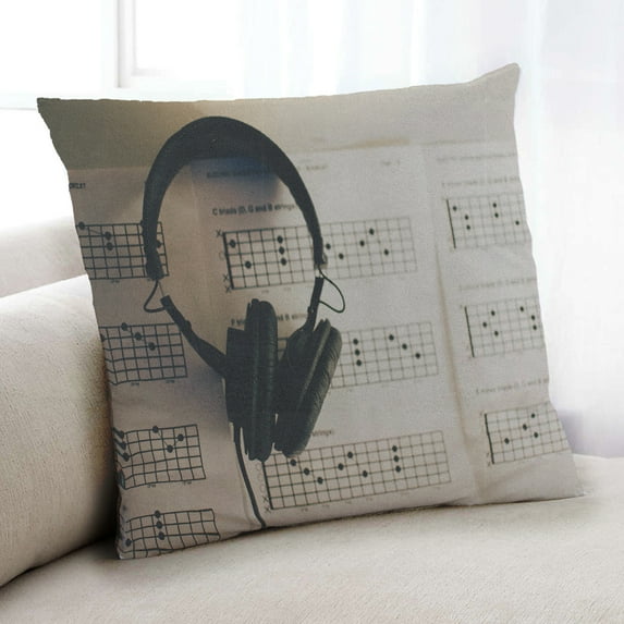 Ahgly Company Music Notes Indoor Throw Pillow, 18 inch by 18 inch