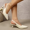 thumbnail image 4 of Dakaela Low Kittens Heels Women's Slingback Dressy Pumps Pointed Closed Toe Wedding Bride Prom Party Dress Sandals Shoes Size 6-10 Beige, 4 of 9