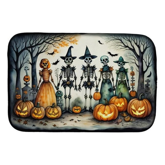 21 x 14 in. Unisex Calacas Skeletons Spooky Halloween Dish Drying Mat
