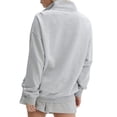 thumbnail image 4 of LMLYSoH Women Shorts Set, Long Sleeve Stand Collar Zipped Sweatshirt with Shorts Activewear Fall Outfit, 4 of 5