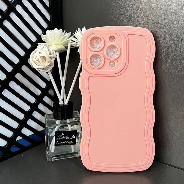 Solid Color Big Wave Suitable Apple 13 Phone Case IPhone 15Pro Solid Color 12 Couple 11/XR Anti Drop Soft Case LXY