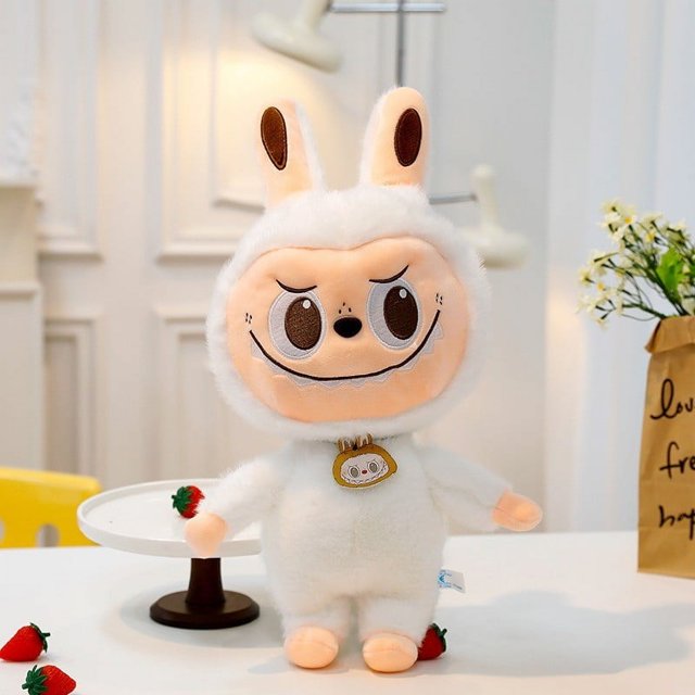 POP MART Labubu Series Stuffed Plush Clearance! 14 Inch The Monster Labubu Vinyl Plush Toys, Ideal Birthday Christmas Gifts for Kids and Adults (White)