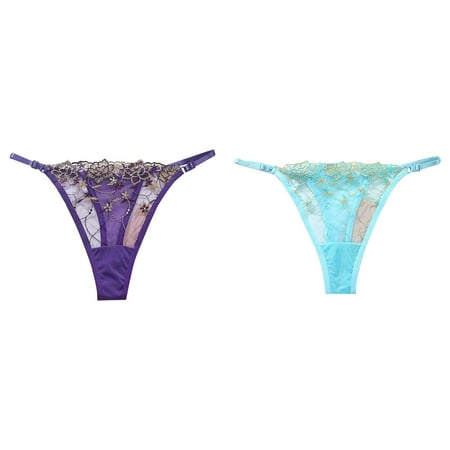 (2-Pack) Kcodviy Womens Large Size Women S Underwear Briefs Cotton Womens Embroidered Hollow Mesh Microfiber Women s Panties Seductive Womens Thong Panties