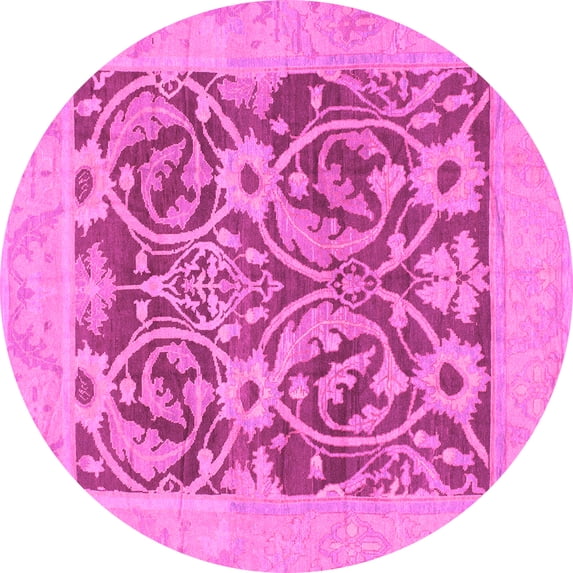 Ahgly Company Indoor Round Abstract Pink Modern Area Rugs, 5' Round