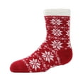 thumbnail image 3 of MeMoi  Snowflake Plush-Lined Cozy Socks - Girls - Female, 6-7, Tango Red, 3 of 4