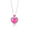 Mixed Color Classic Crystal Enamel Heart Pendent Rhodium Toned Necklace For Kids, Children, Girls, Tweens