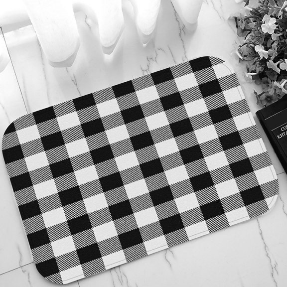 ABPHQTO White Buffalo Plaid Doormat Entrance Rug Area Rug Floor Mat Home Decor 23.5x16.7 Inch
