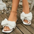 thumbnail image 4 of Women's Sandals Flat Heel Open Toe Slip-on Solid Color High Heel Slides Sandals Slippers Women Dressy Comfortable Summer Casual Sandals White 37, 4 of 5