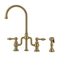 thumbnail image 2 of Whitehaus Twisthaus Plus Bridge Faucet with Gooseneck Swivel Spout, Lever Handles and Solid Brass Side Spray, 2 of 5