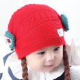 thumbnail image 3 of Gorro de bebé, gorro de punto trenzado de invierno, gorro para niños, gorro de invierno grueso con forma de bola de masa, 3 of 3