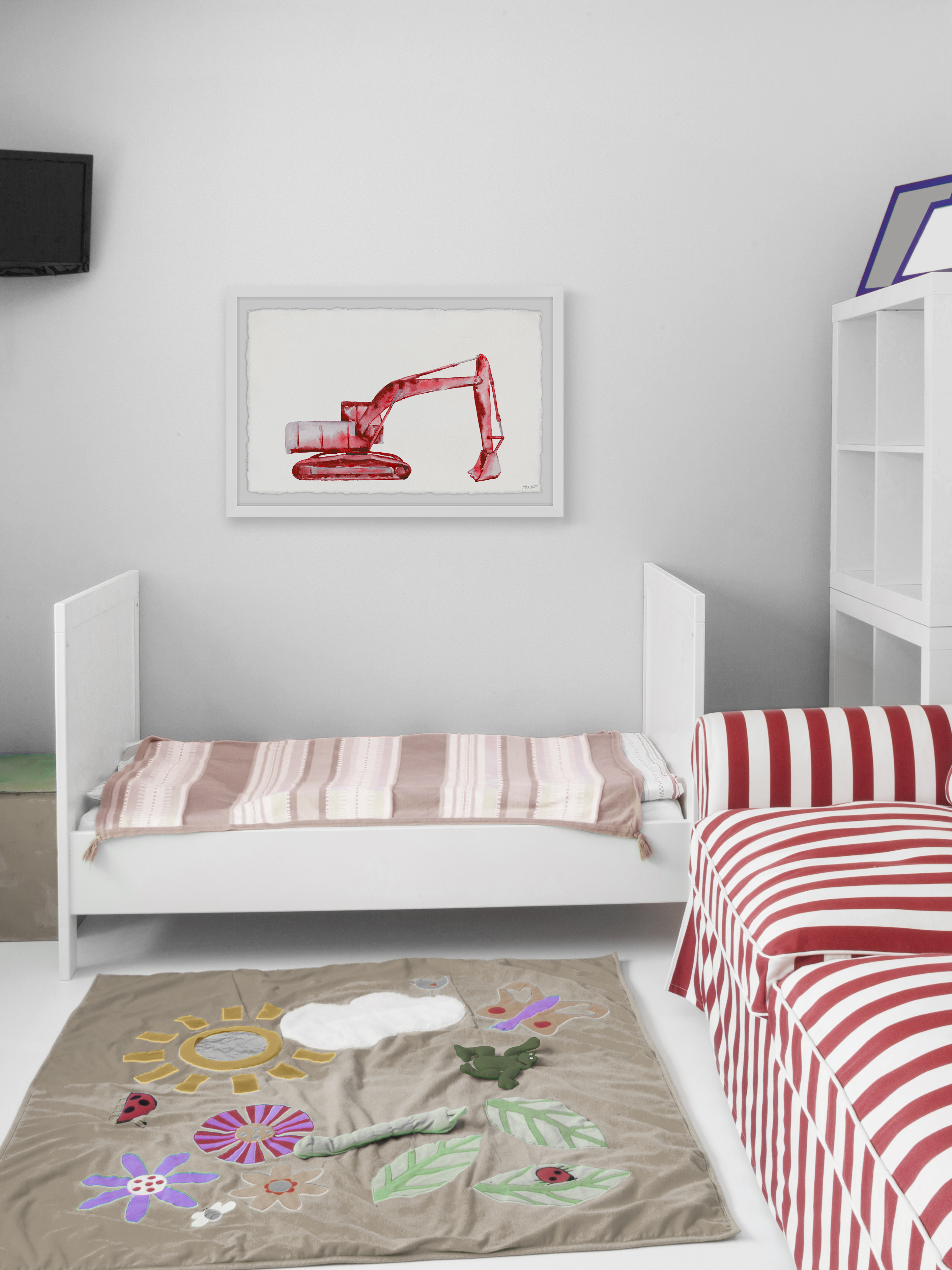 Marmont Hill Red Excavator Framed Wall Art