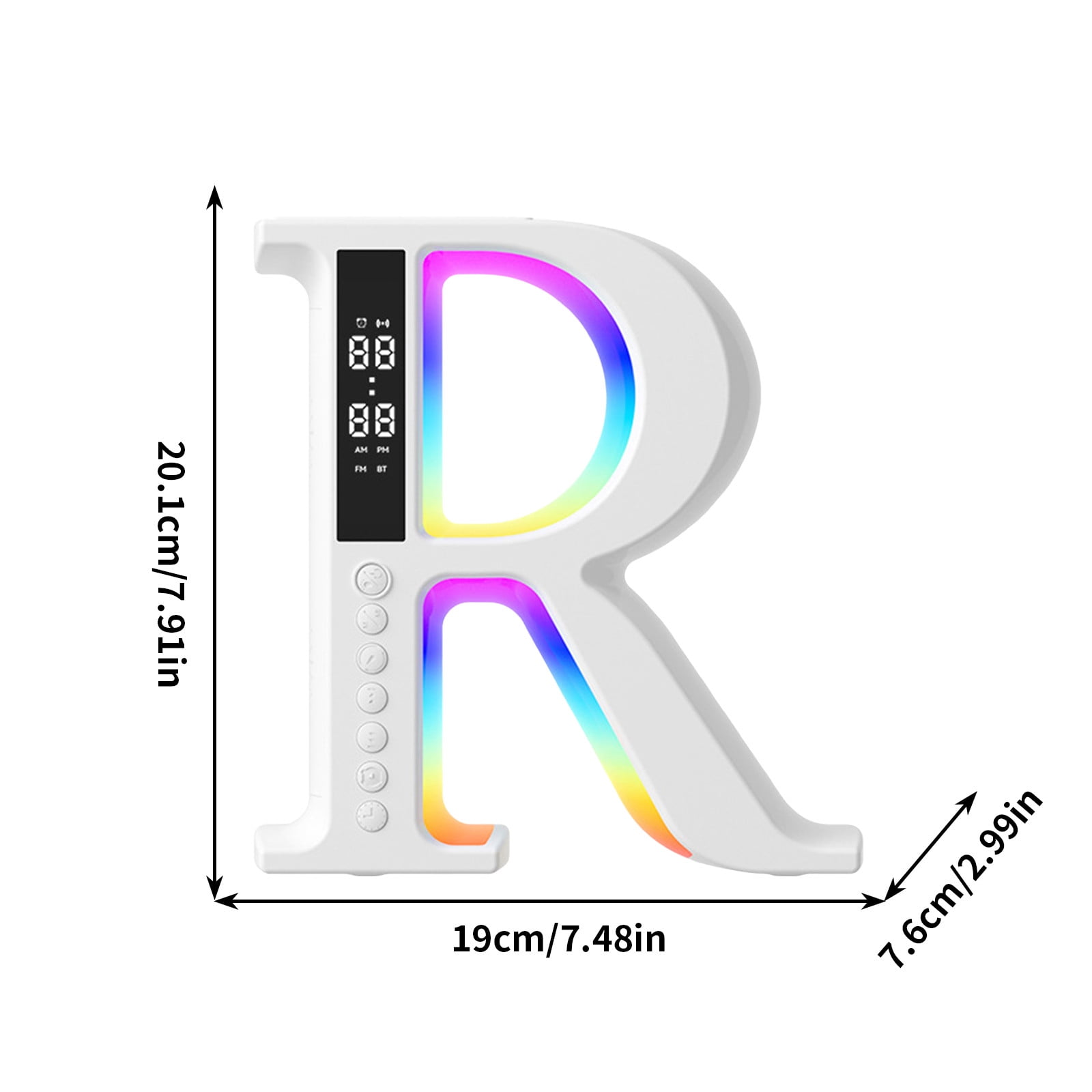 R Shaped Bluetooth Desktop Speaker, Wireless Audio Speaker With Mood Light, Wireless Charging Speaker Clock, Lyrics Subtitle Display Speaker, Multifunctional Desktop Music Speaker