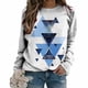 thumbnail image 4 of Camisas informales de manga larga para mujer, sudadera de cuello redondo con estampado de rombos geométricos, jersey de cuello redondo, Tops tipo túnica holgados Pompotops  FGAJ1165, 4 of 6