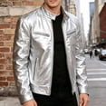 thumbnail image 4 of PBFRDSJ Men's Stand Collar Faux Leather Jacket Classic Biker Style Motorcycle Coat Casual Lightweight Zip Up Slim Punk Biker Outwear, 4 of 9