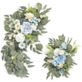 thumbnail image 3 of Arco de boda con flores artificiales, guirnalda de flores, telón de fondo de recepción floral para el frente Azul, 3 of 9