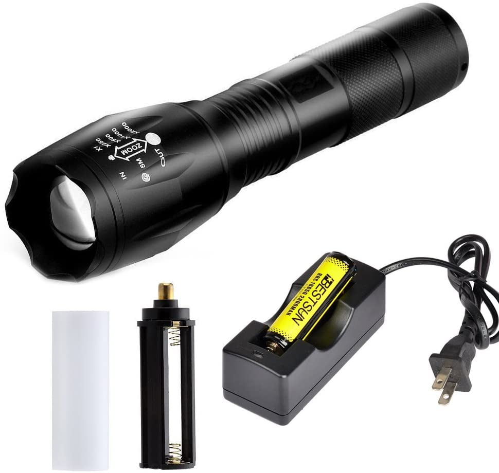 Powerful Tactical T6 18650 Battery LED Flashlight Torch Adjust Zoomable Light 