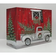 Holiday Time Super Christmas Paper Jumbo Vogue Gift Bag White Old Truck.
