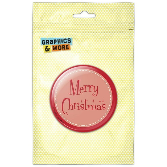 Merry Christmas on Red Pinback Button Pin Badge