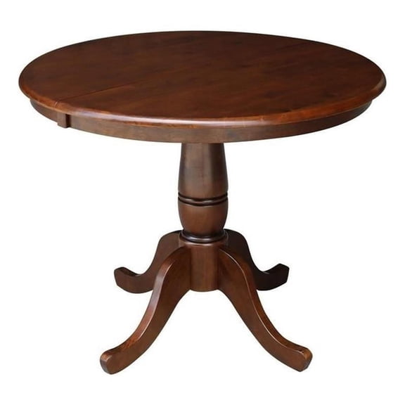 Pemberly Row 36" Round Top Pedestal Table With 12" Leaf - 28.9"H - Dining Height