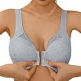 thumbnail image 3 of VISALY Front Closure Bras Wireless Bras Deep V Veck Push Up Bras with Wide Straps Bralette Minimizer Bras Sports Bras Bralette Soft Bras Comfy Bras for Women Everyday Bras Breathable Bras Grey M, 3 of 8