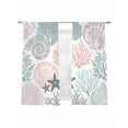 thumbnail image 2 of Ocean Classic Art Sheer Curtains 72 Inches Long 2 Panels Watercolor Starfish Coral Shell Light Filtering Semi Sheer Window Curtains Drapes for Bedroom Living Room 52"x72", 2 of 7