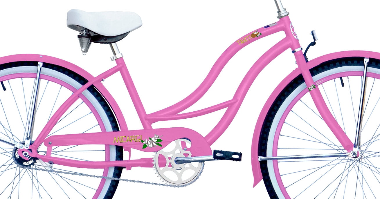 WonderWheels 26" Beach Cruiser Coaster Brake Stainless Steel Spokes One Piece Crank Alloy Pink Rims 36H W/ Fenders - Pink