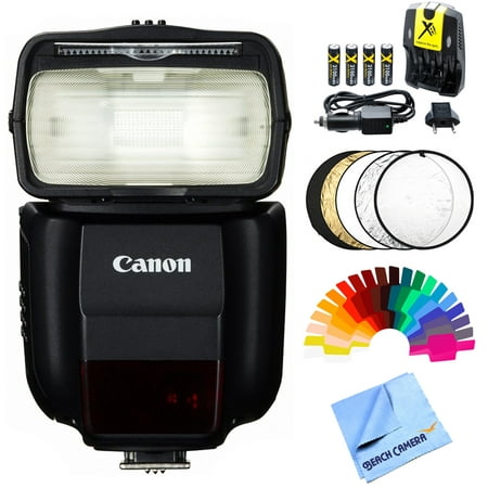 Canon 430EX III-RT EOS Speedlite Flash w/ Wireless Capability + 20 pc Camera Flash Diffuser Gels + 5-in-1 Multi-Disc Light Reflector + AA Rapid Charger w/ 4x 2250mah AA Batteries + Microfiber