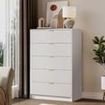 thumbnail image 2 of FURNIWAY 5 Drawer Dresser for Bedroom, Tall Dresser Chest of Drawers with Gold Handles,Wood Storage Dresser with Deep Drawers for Bedroom, Living Rooms, Offices, and Entryways,White, 2 of 8