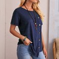 thumbnail image 2 of Ladies Fashion Autumn Winter Solid Color Hooded Striped Button Loose Comfortable Long Sleeve Top Hoodie, 2 of 9