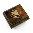 thumbnail image 1 of Charming Burl-Walnut Flower in Heart Outline Sorrento Musical Jewelry Box - Entertainer, The, 1 of 2