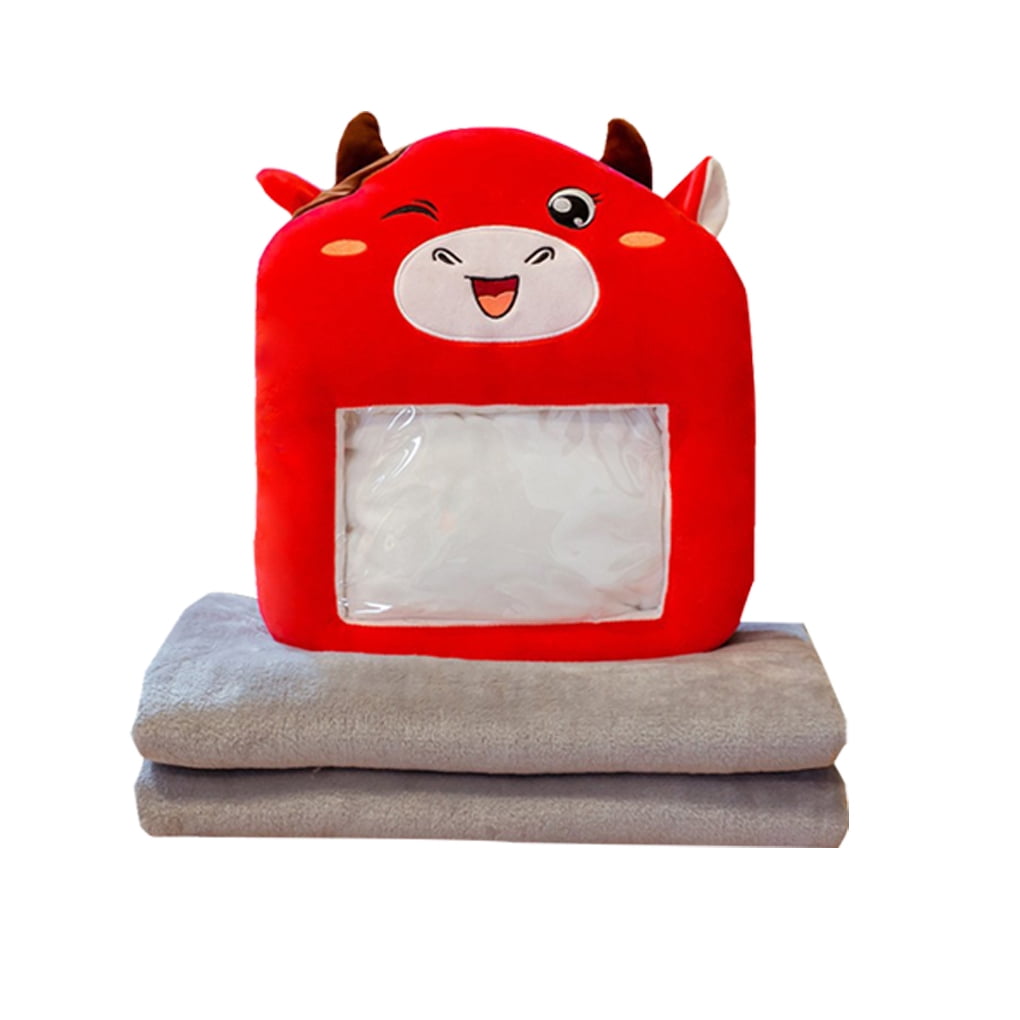 Worallymy Hand Warmer Cotton Pillow Cartoon Animal Warm Cushion Blanket Winter Office Nap Pillow