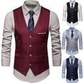 thumbnail image 1 of Plus Size Men Solid Color Suit Vest Single Breasted Business Waistcoat, 1 of 4