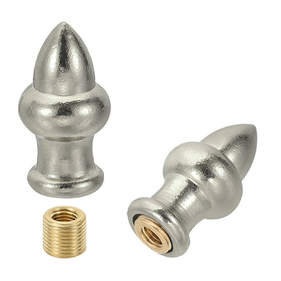 Uxcell 36 x 28mm  Lamp Finials Caps Knob, Solid Lamp Shade Top Decoration Screw Cap Nuts, Nickle Color 2 Set