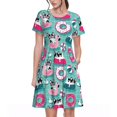 thumbnail image 1 of Bixox Robe d'Été à Manches Courtes pour Femmes Robe Ample Longueur Genou avec Poches-Chiens avec Natation, 1 of 7