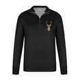 thumbnail image 3 of Quarter Zip Sweatshirts Men, Men's Sweatshirt Deer Printed Polos Shirts Work Half Zip Outwears Plain Pullovers Long Sleeve Tops Lapel Collar Sweaters for Travelling, Walking, 3 of 4