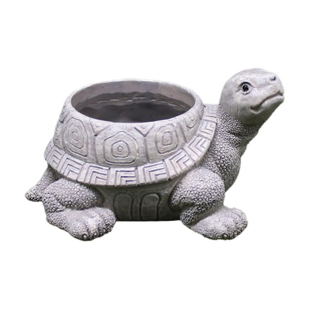 Maceta de tortuga, maceta de resina, florero decorativo coleccionable, centro de mesa Gris