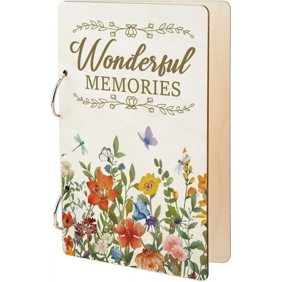 Wonderful Memories Greeting Card Holder Organizer Wooden Card Keeper Binder Planning Book Flowers Birthday Cards Keeper Photo Album Graduation Wedding Planner Journal Keepsake Gifts
