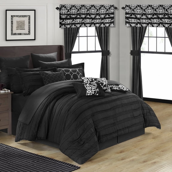 24 Piece Hailee Reversible Printed 2-in-1 look Comforter Set includes Sheets
