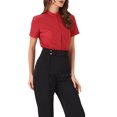 thumbnail image 4 of INSPIRAR CHIC Blusa de cuerpo con cuello alto y mangas cortas, botones, color rojo, 4 of 6