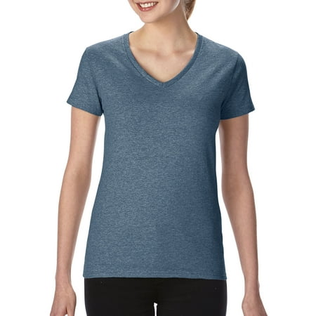 Gildan Ladies Heavy Cotton V-Neck T-Shirt, XL, Heather Navy | Walmart ...