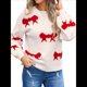 thumbnail image 2 of Suéter de Mujer Otoño 2025 - Jersey de Larga con Cuello Redondo, Jersey de Punto Oversize, Jersey Informal con Estampado Rojo M, 2 of 10