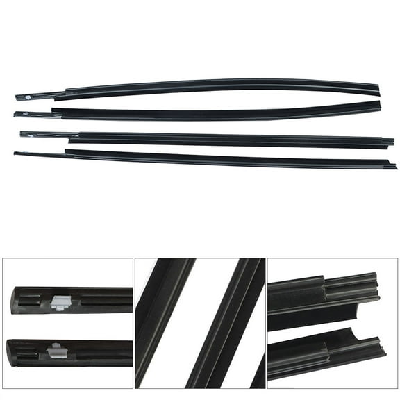 Window Moulding Trim Weatherstrip Seal Belt 68160-0C020 68210-0C020 68163-0C020 68164-0C020 Fit for 2007-2018 Toyota Tundra CrewMax 4-Door