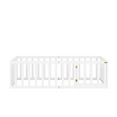 thumbnail image 4 of Twin Size Floor Bed, Wood Twin Montessori Bed Frame with Fence Guardrails and & Support Slats, Twin Playhouse Bed with Door Design, Fence Bed Playpen Bed for little ones, White, 4 of 7