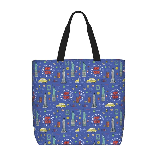 Fotbe New-York City Bolsa Tote con Estampado para Mujer, Bolsos con Cremallera, Bolsa de Hombro Casual de Gran Capacidad con Bolsillos Internos