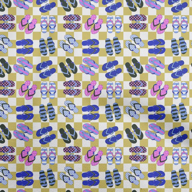 oneOone Polyester Spandex Medium Yellow Fabric Beach Slipper Fabric For Sewing Printed Craft Fabric By The Yard 56 Inch Wide