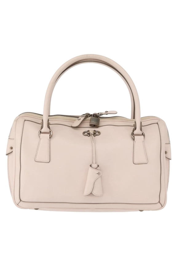 Pre-Owned Salvatore Ferragamo Gancini Handbag Leather Pink Leather Handbag