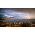 thumbnail image 2 of Jaynes Gallery 32x20 Gold Ornate Wood Framed with Double Matting Museum Art Print Titled - Europe-Italy-Naples-Overview of city and Mt-Vesuvius with rainbow, 2 of 4
