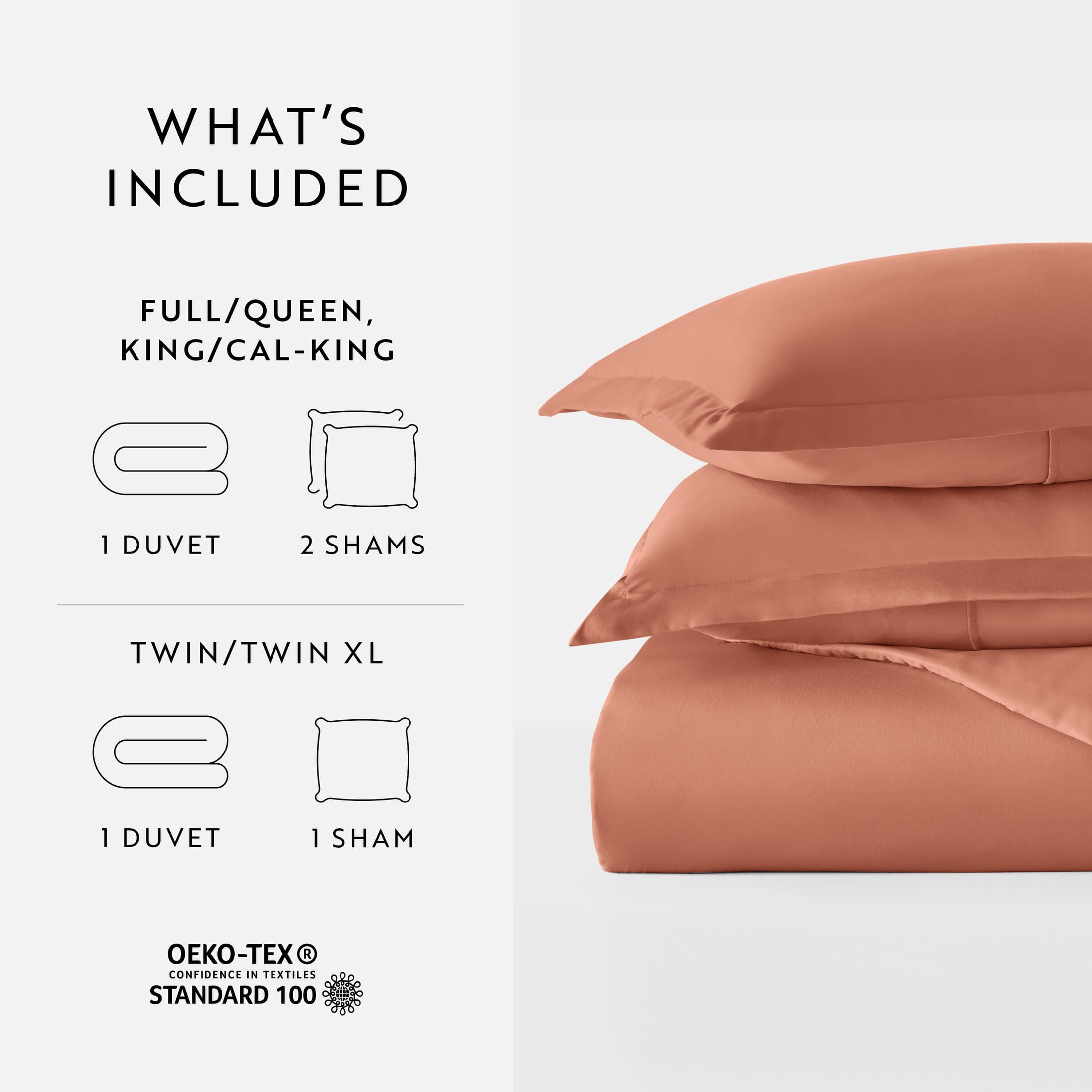 Noble Linens 2-Piece Clay Duvet Cover Set, Twin/Twin XL