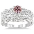 thumbnail image 2 of 1.25 Carat Morganite & Diamond Infinity Antique Bridal setround cut diamond on 10k White Gold, 2 of 3